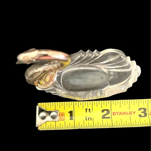 Crystal & Silver-Plated Swan Shaped Salt Pepper Cellars Sugar Bowl Candy Dishes - Picture 5 of 7